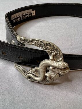 Vintage Glen Miller for Ann Turk Gecko Buckle Leather Belt S USA Rare 80s/90s